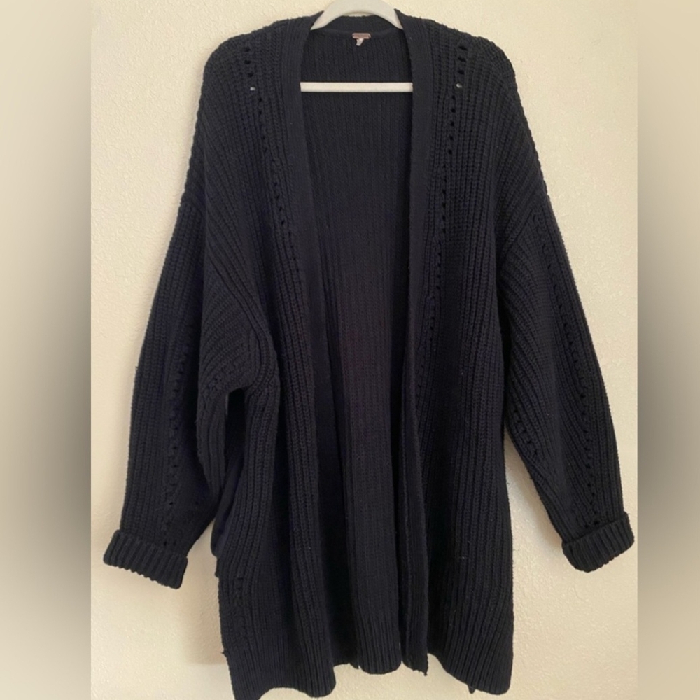 Free People Midnight Black Open Cardigan